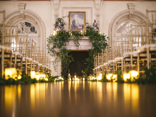<h2>The aisle awaits</h2>Photo by Sam Hurd. SRS Events, planner.