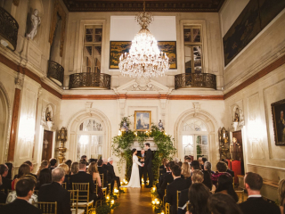 <h2>The hearth in the Ballroom glowed</h2>Photo by Sam Hurd. SRS Events, planner.