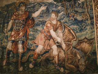 <h2>Dragon slaying in the Olmsted Gallery</h2>Photo by Sam Hurd.