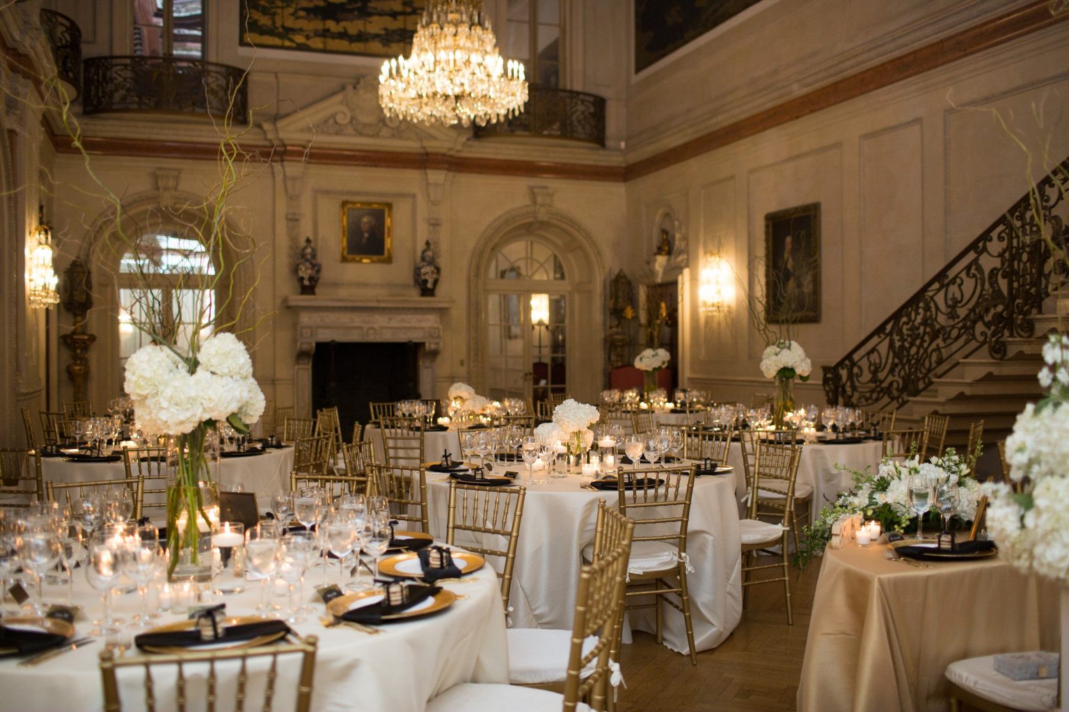 <h2>A golden hued Ballroom</h2>Photo by Camille Catherine. SRS Events, planner.