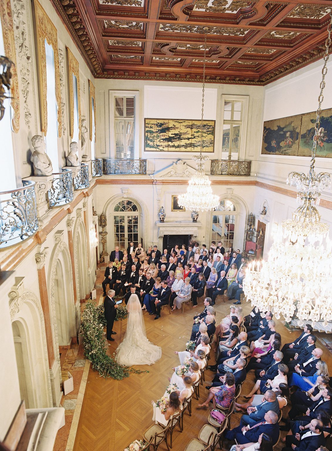 <h2>Ceremony semi-circle in the Ballroom</h2>Photo by Laura Gordon. Natalie Schlosser for Pamela Barefoot, planner.