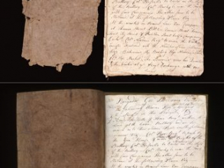 Continental Artillery orderly book, p1 before and after 2009 conservation, edited MSS L2000F509 [Bound]