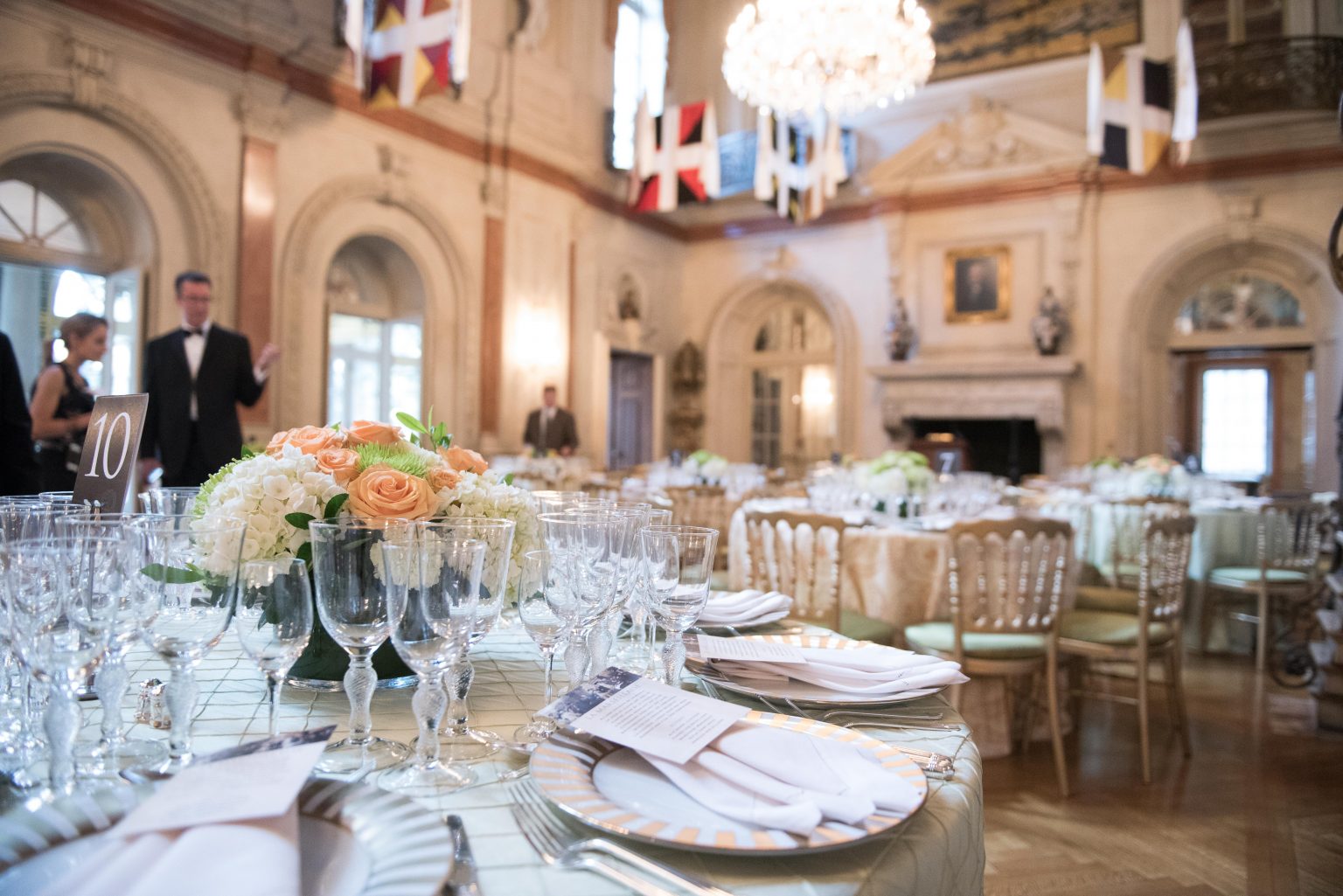 Dinner preparation in the Ballroom. Photo by Elliott O'Donovan.