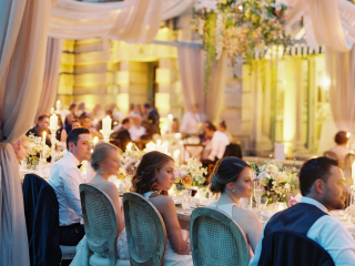 Garden dining at dusk. Photo by Laura Gordon.