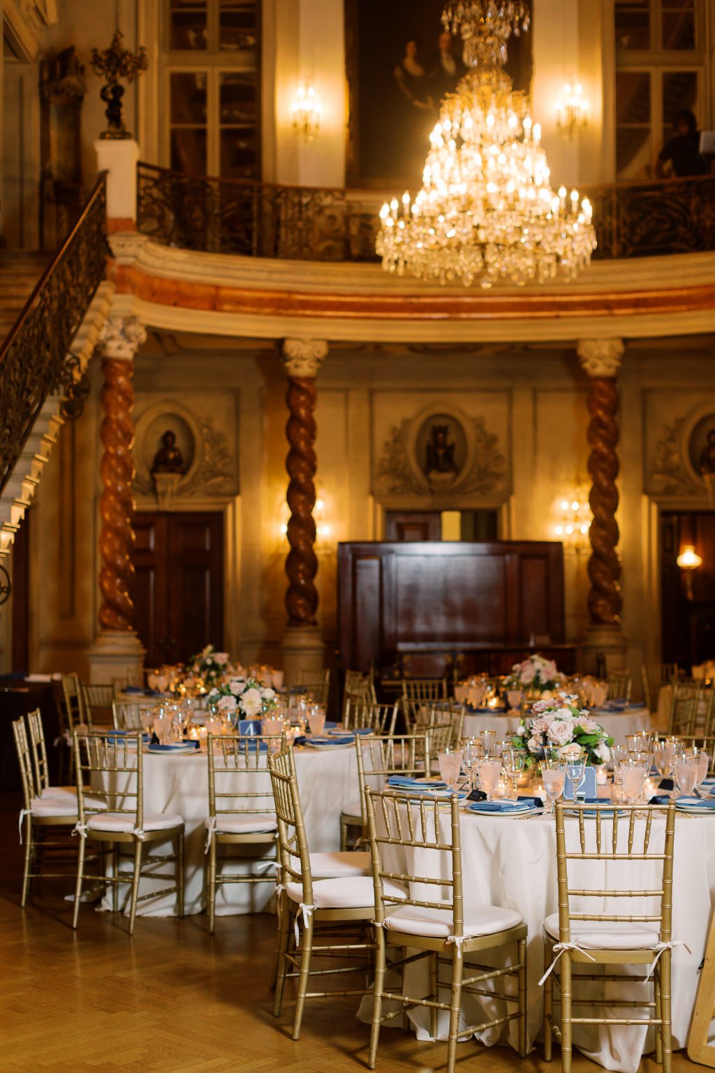 <h2>Twisting columns greet dinner guests</h2>Photo by Sarah Bradshaw. Aimee Griffin, planner.