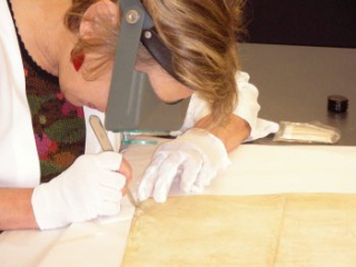Society Institution, conservator Christine Smith at work, Oct 2007