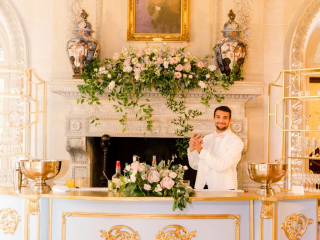 <h2>A custom bar anchors the Ballroom</h2>Photo by Abby Jiu. Lauryn Prattes, planner.
