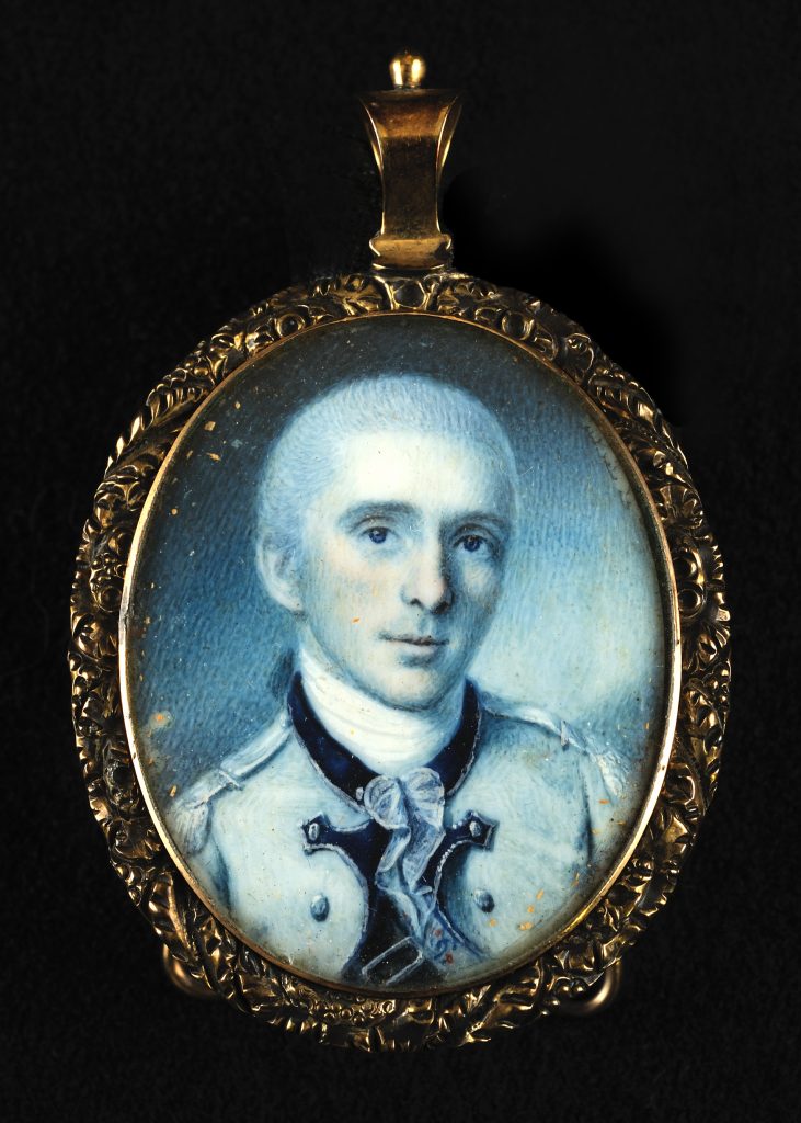 Oval portrait miniature of Revolutionary War officer George Baylor painted by Charles Willson Peale, 1778