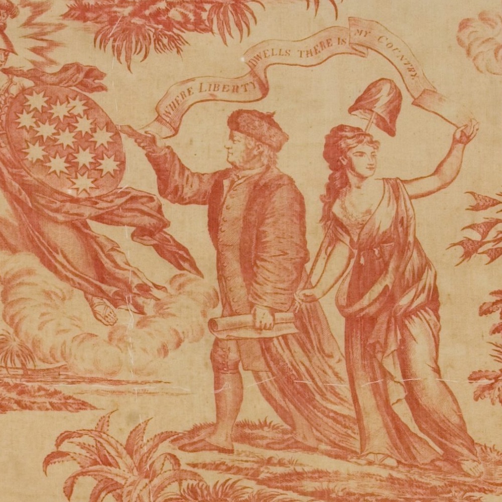 American ideals after the Revolutionary War reflected in this "Where Liberty Dwells" textile, is the subject of this lesson.