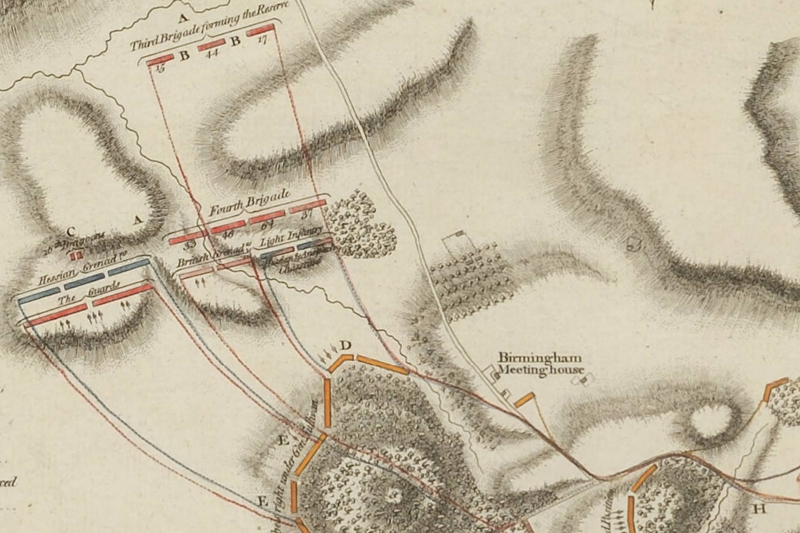 This map of the Battle of Brandywine by a Hessian officer, published in London in 1778, is one of ten great Revolutionary War maps.