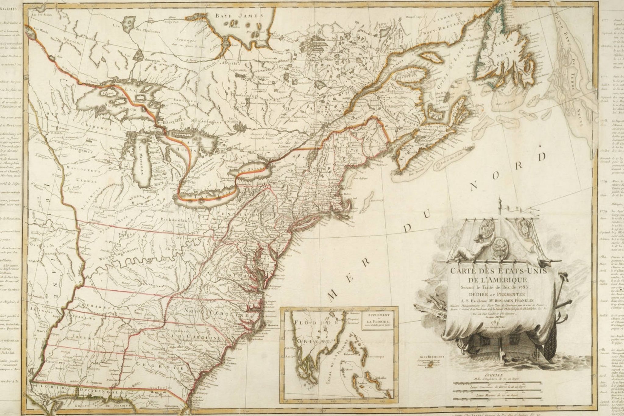 Ten Great Revolutionary War Maps - Carte Des Etats Unis De LAmerique Lattre Paris 1784 SOC Detail 2700x1800 1 2048x1365