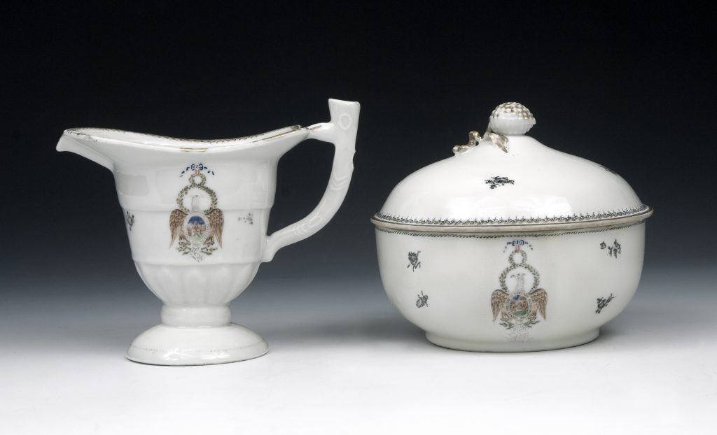 Society of the Cincinnati porcelain creamer and sugar bowl