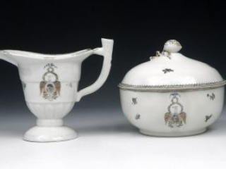 Society of the Cincinnati porcelain creamer and sugar bowl