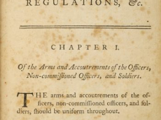 The first page of Baron von Steuben's Regulations for the Order and Discipline of the Troops signed by Nicholas Fish