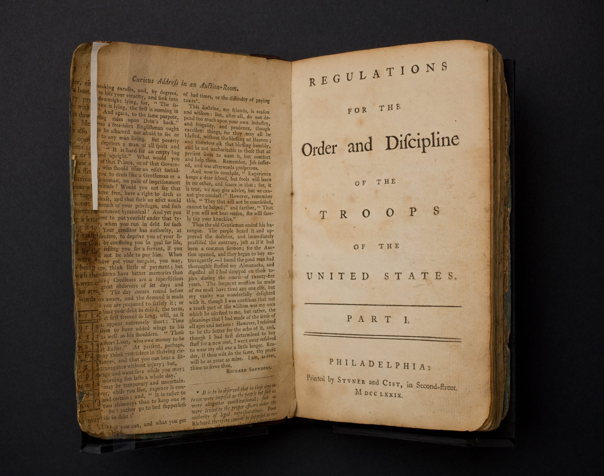 A 1779 edition of Baron von Steuben's Regulation for the Order and Discipline of the Troops