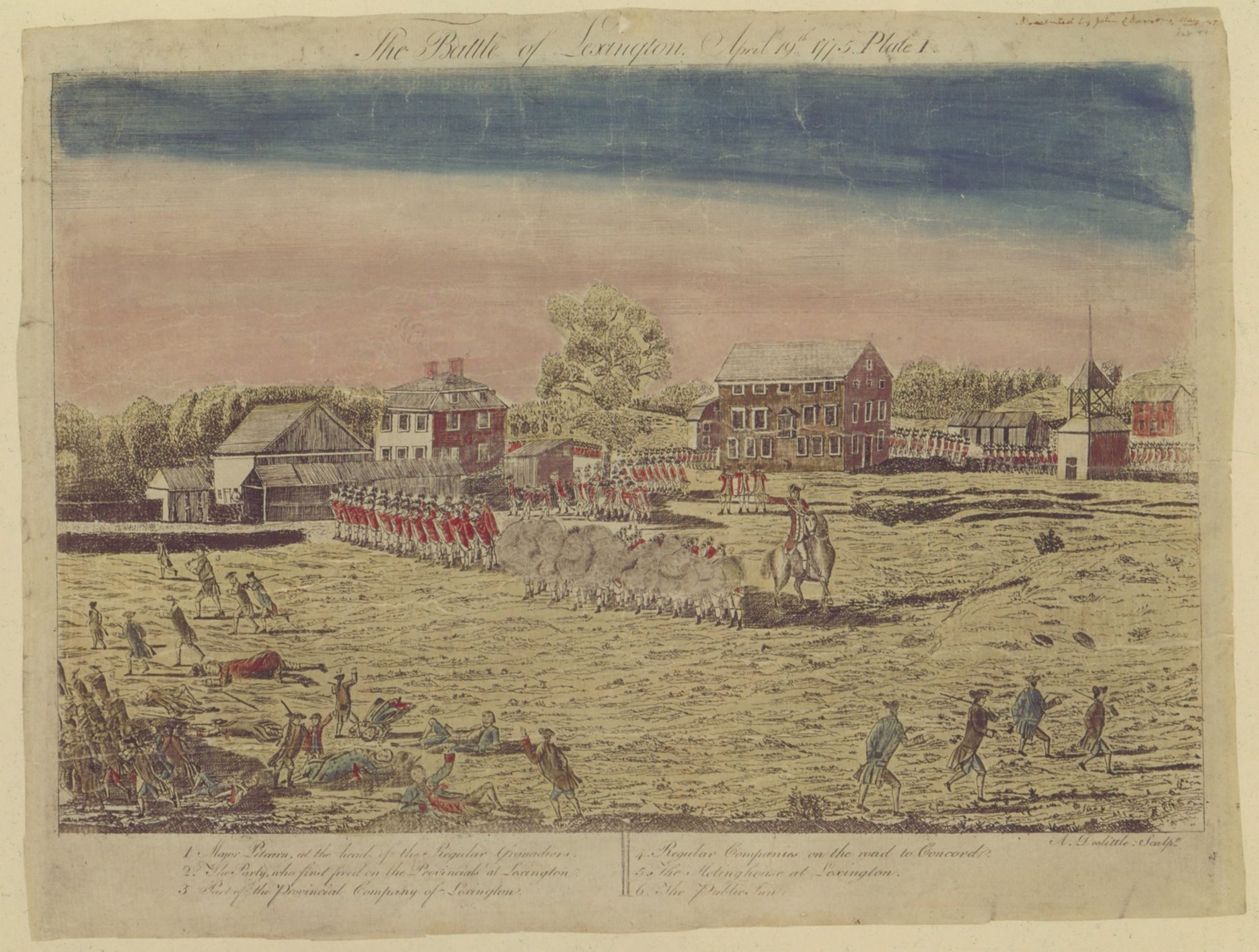 This engraving of the Battle of Lexington is one of ten great Revolutionary War prints.