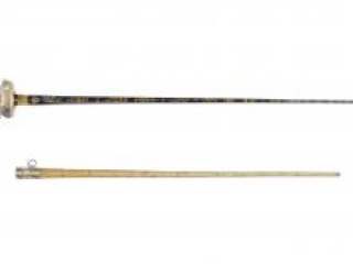 Click for a larger view. Gold and silver decorated presentation sword alongside a shagreen-covered scabbard