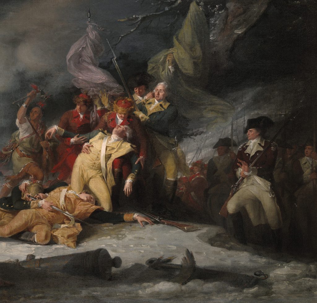 Painting of a wintry battle scene and death