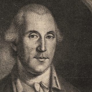 Black-and-white print of George Washington