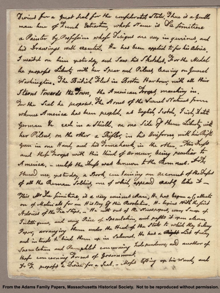 John Adams to Abigail Adams, August 14, 1776, Massachusetts Historical Society