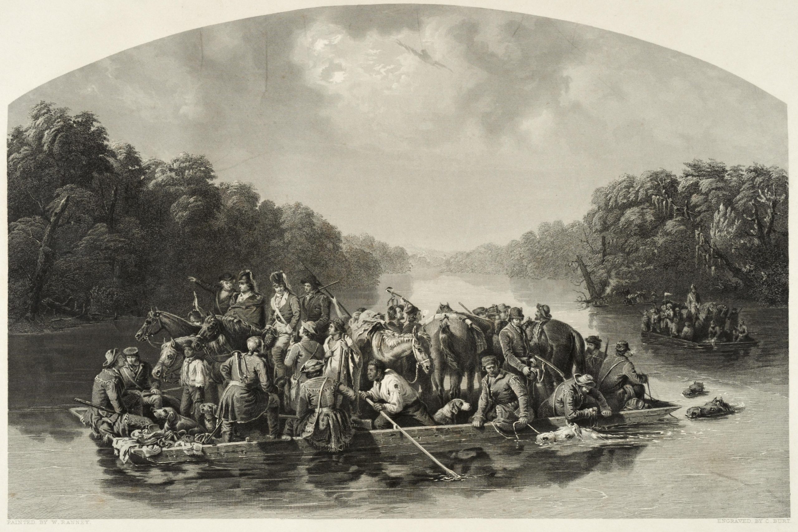 This Charles Kennedy Burt engraving reproduces William Tylee Ranney's Maron Crossing the Peede.