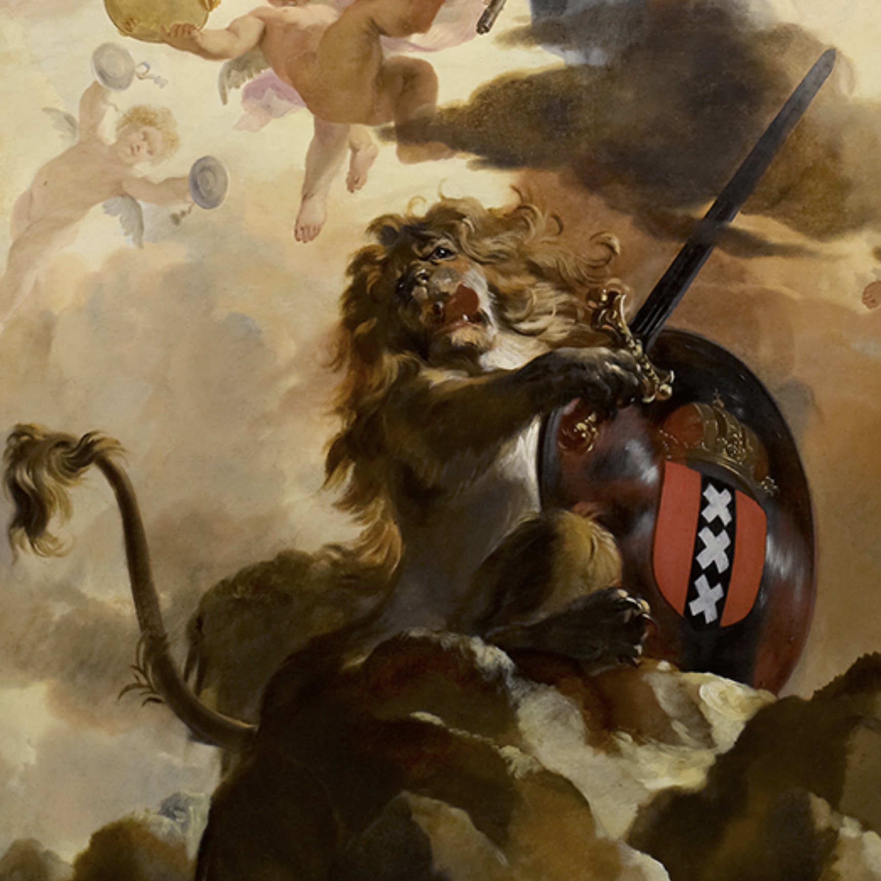 Leo Belgicus, a symbol of the Low Countries, often appeared in images celebrating the Dutch trading empire.