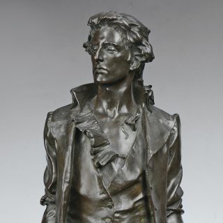 Bronze statue of Nathan Hale before being hanged as a spy during the American Revolution