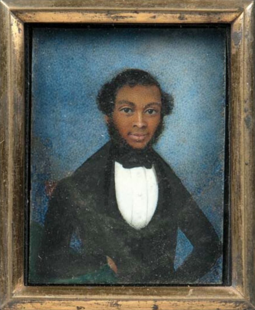 This is a portrait miniature of an unidentified African American man from the second quarter of the nineteenth century. The artist is not known.