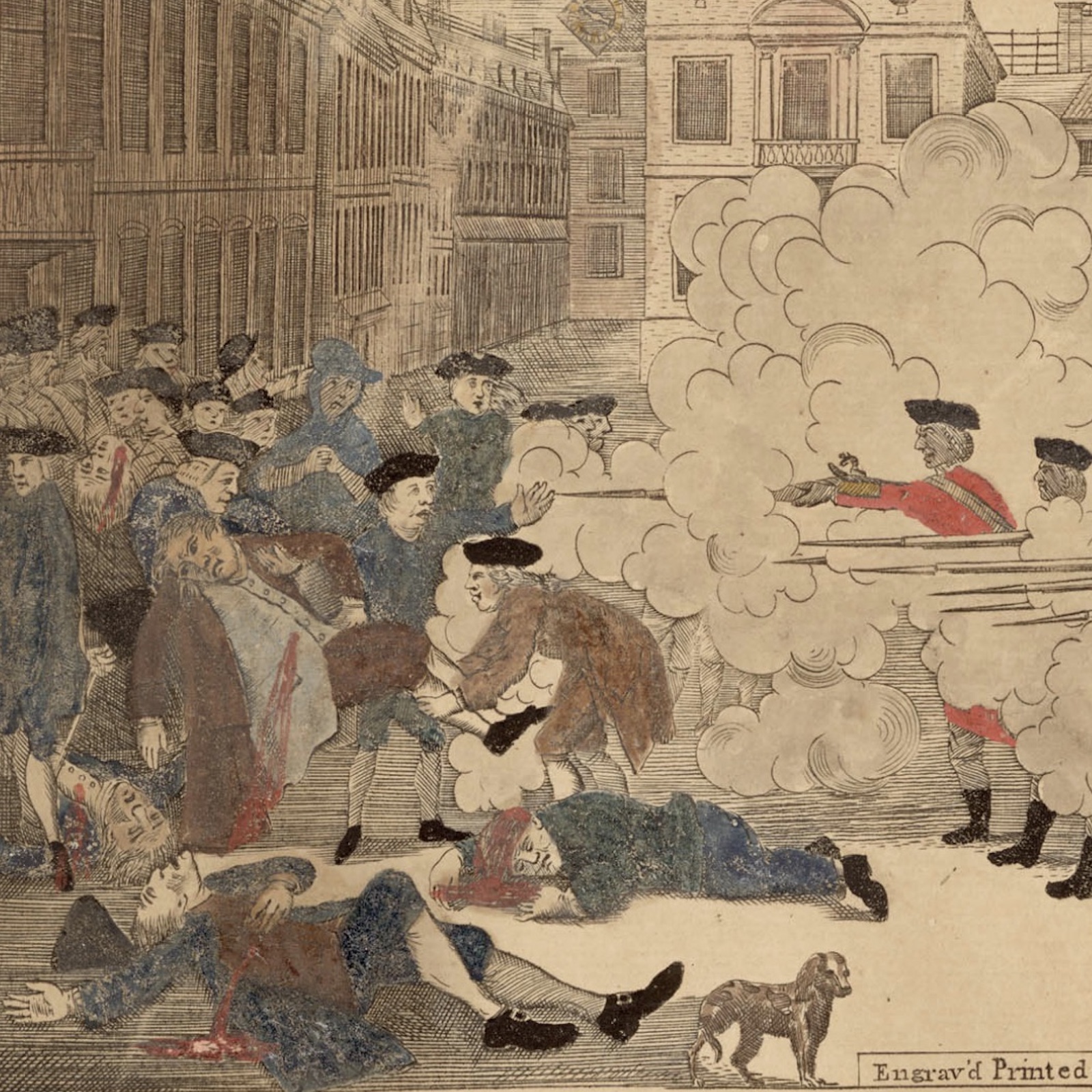 This detail from Paul Revere's engraving of the Boston Massacre is featured in an Imagining the Revolution lesson.