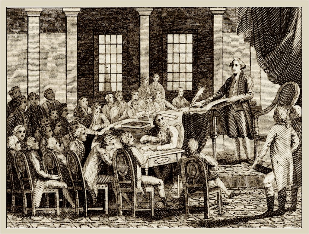 The moral sense philiosophy was important to the establishment of popular sovereignty as the foundation of the Constitution proposed by the Federal Convention of 1787, depicted in this print in 1823.