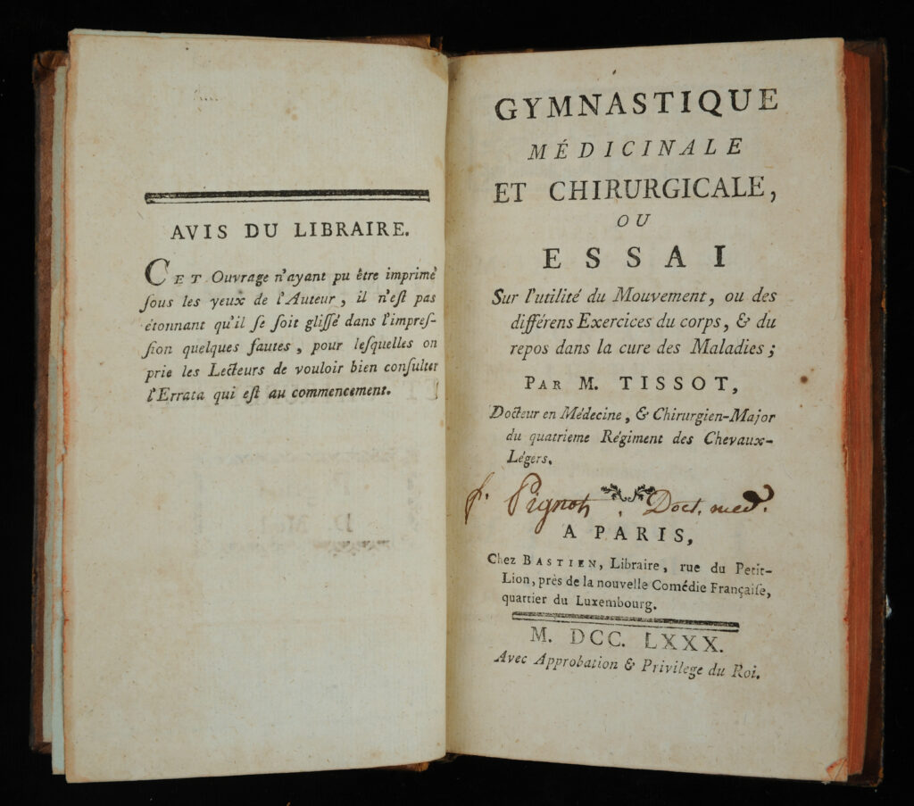 Gymnastique Medicinale et Chirurgicale by Clement Joseph Tissot, 1780