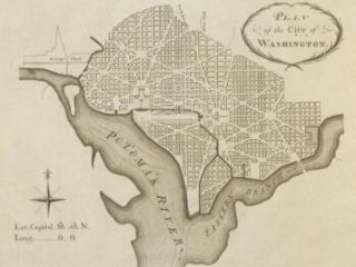 Sepia-tone plan for Washington, D.C., by Pierre L'Enfant, 1792