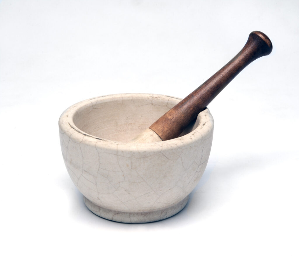 Mortar and pestle owned by William Cowning 18th century