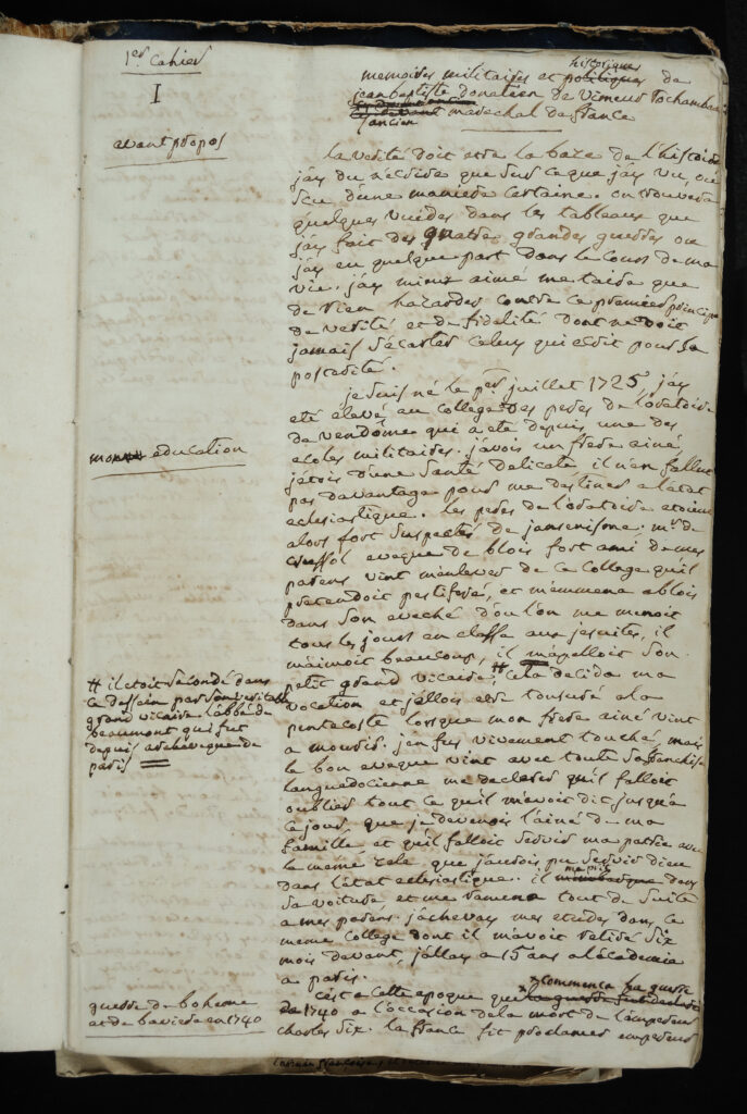 “Manuscript des memoires politiques et militaires du Marechal de Rochambeau” by comte de Rochambeau, 1725-1807.