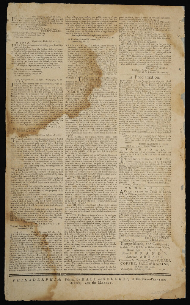 The Pennsylvania Gazette  Philadelphia: Samuel Kleimer, October 31, 1781