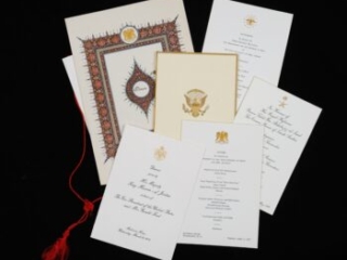 Click for a larger view. A selection of formal printed and embossed invitations and menus