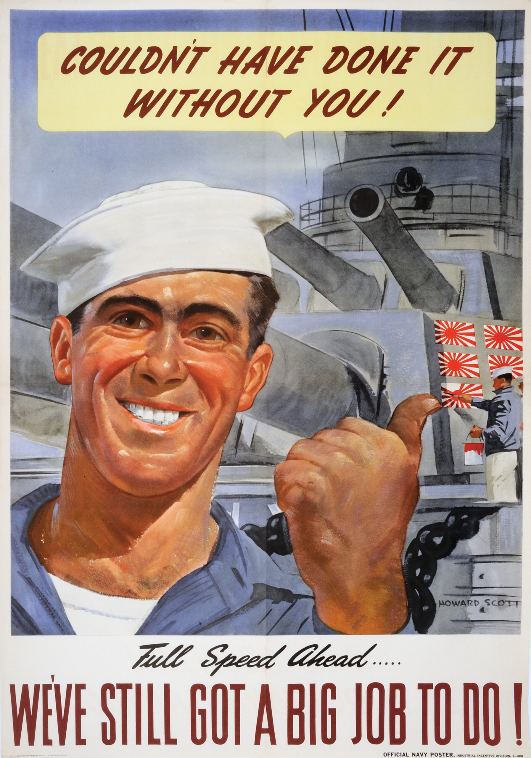World War II poster of a sailor on a ship
