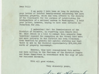 Click for a larger view. One-page letter typed on light green paper and signed by President Franklin D. Roosevelt