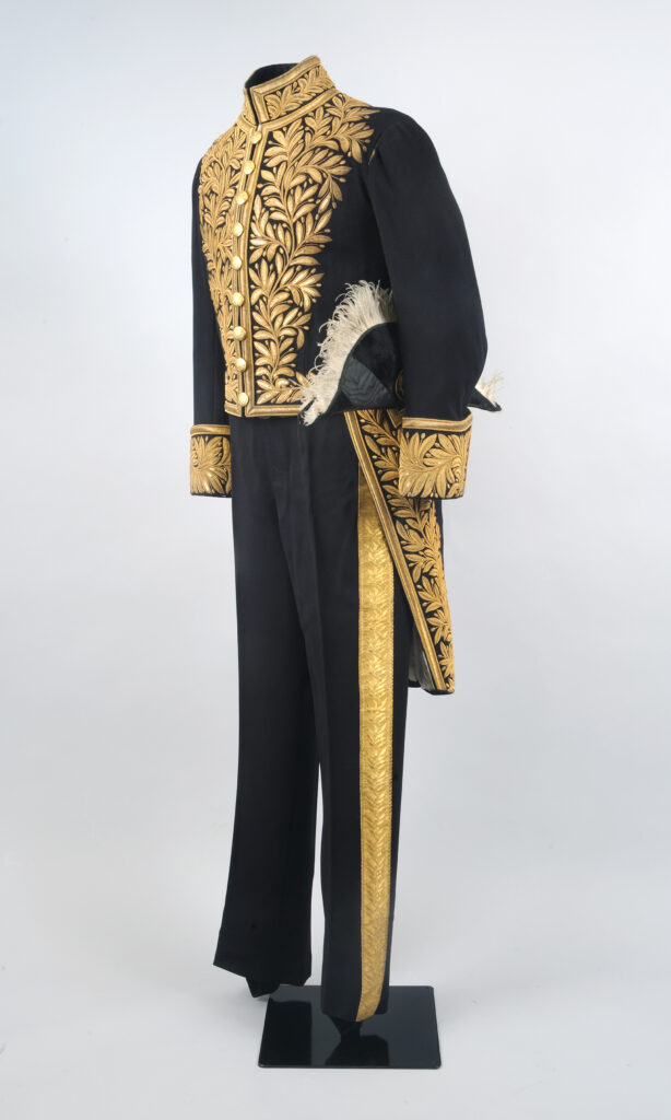 Dark blue diplomatic uniform with gold embroidery