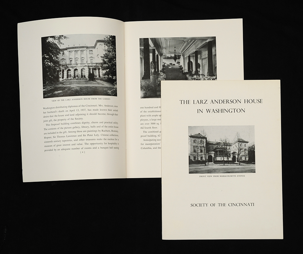 Black-and-white printed brochure for the museum at Anderson House in Washington, D.C.