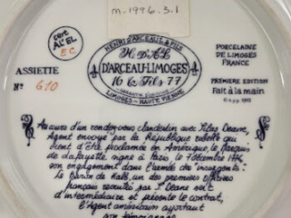 Click for a larger view. Limoges plate back